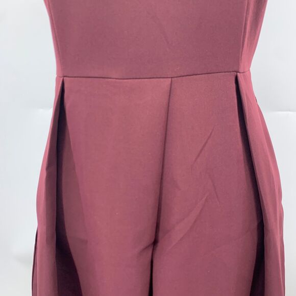 Eliacher Pleated Summer Party Dress Womens 4/6 Maroon V Neck Backless Pockets - Picture 5 of 16